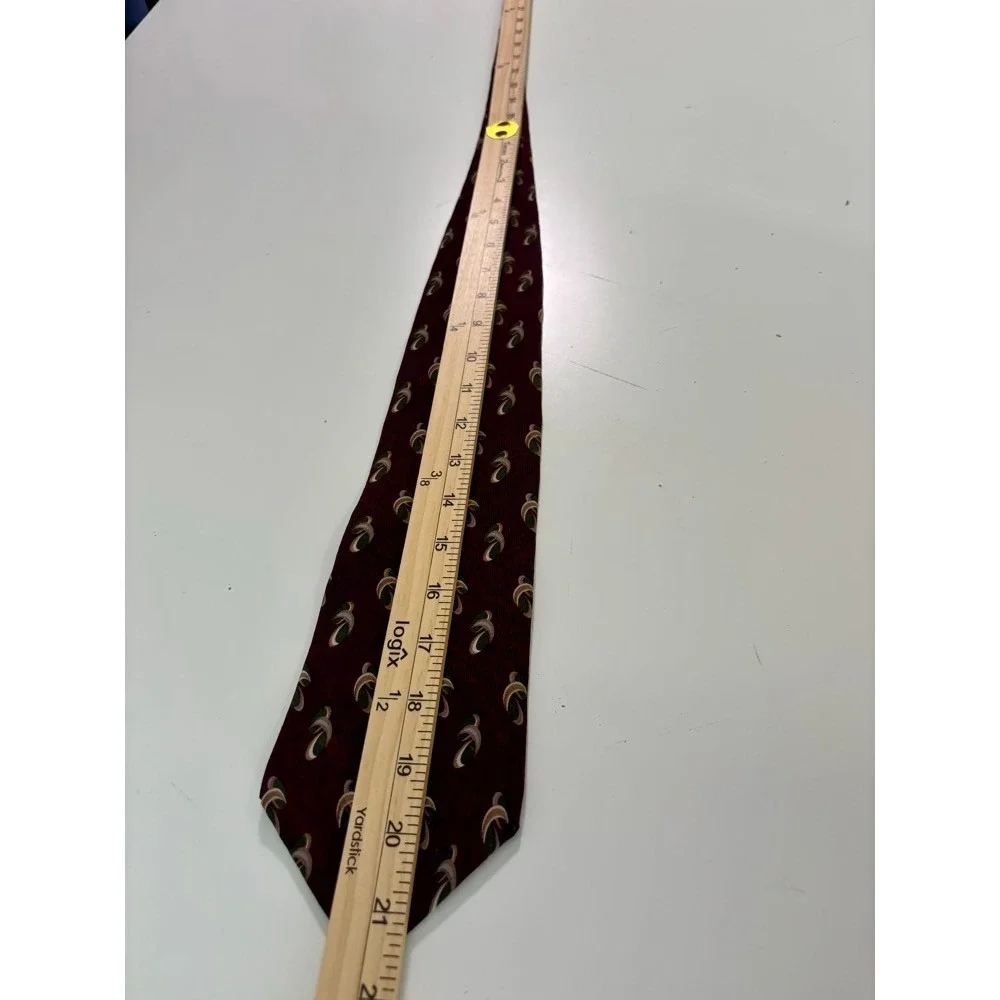 Etienne‎ Aigner Mens Burgundy Silk Tie Geometric